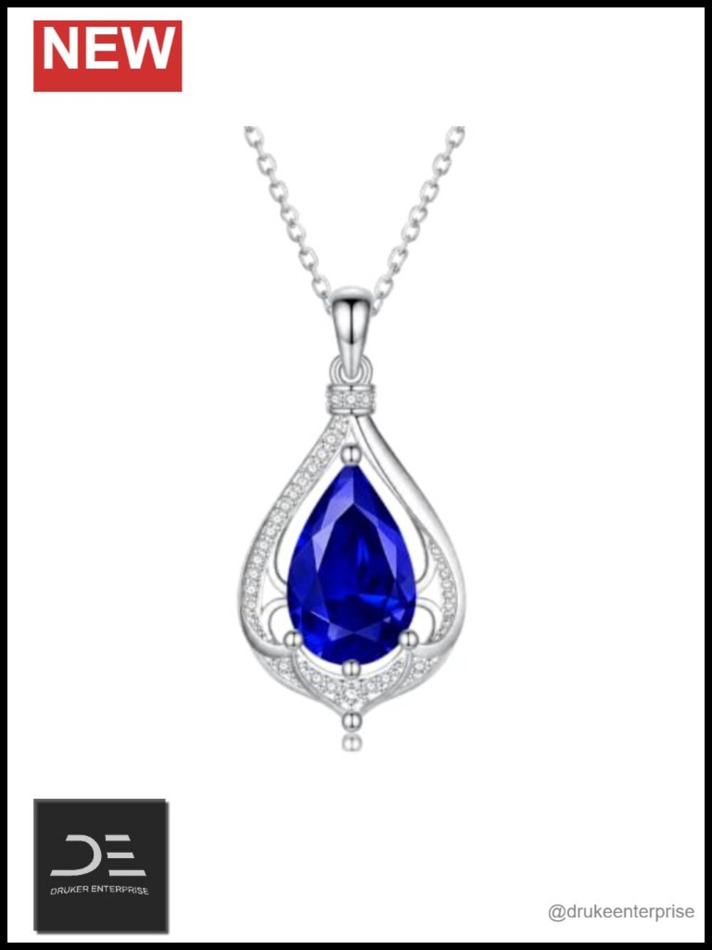 Vintage Filigree Teardrop Birthstone Pendant Necklace